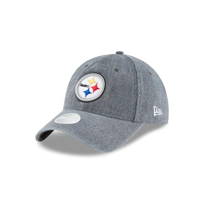 Pittsburgh Steelers Gorra | New Era NFL Faded Denim 9twenty Adjustable Cap Mexico - Grises